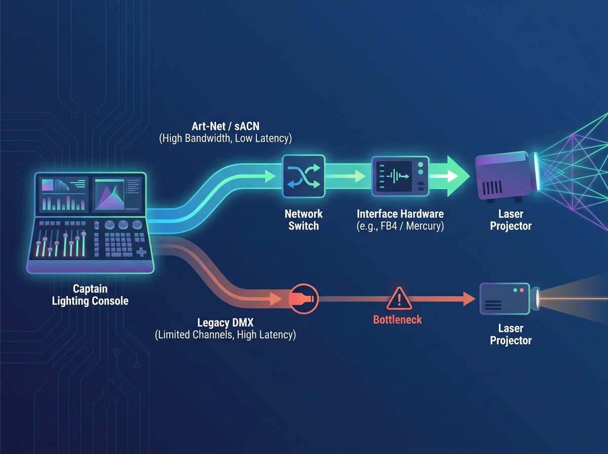 Laser control setup via Captain Lighting Console interface