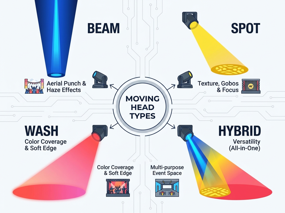 Professional moving head lights rigging setup